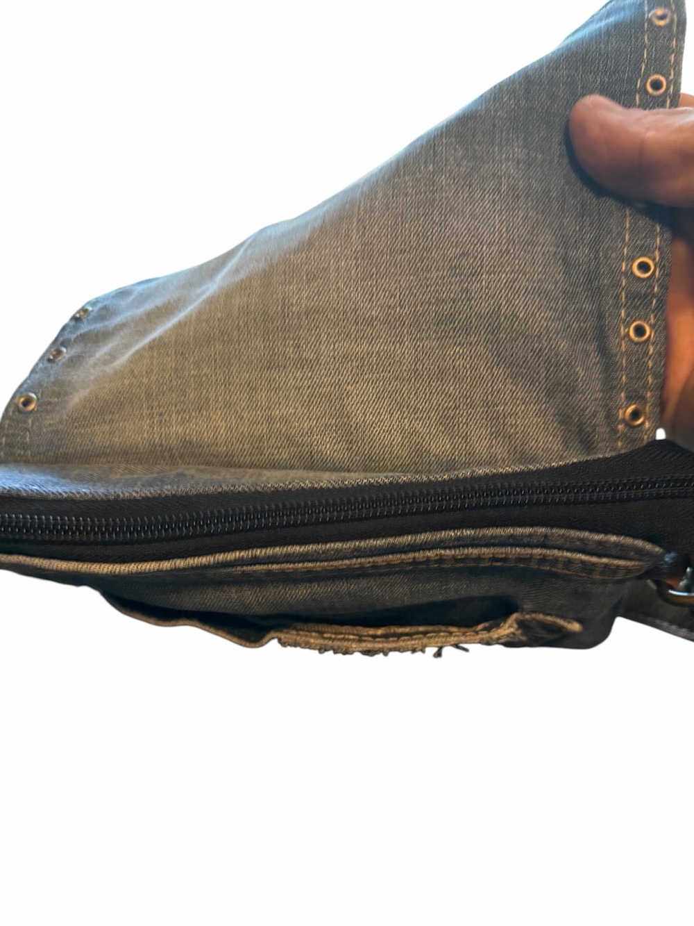 Myra Bag Light Blue Denim Crossbody with Brown Strap - Picture 4 of 10